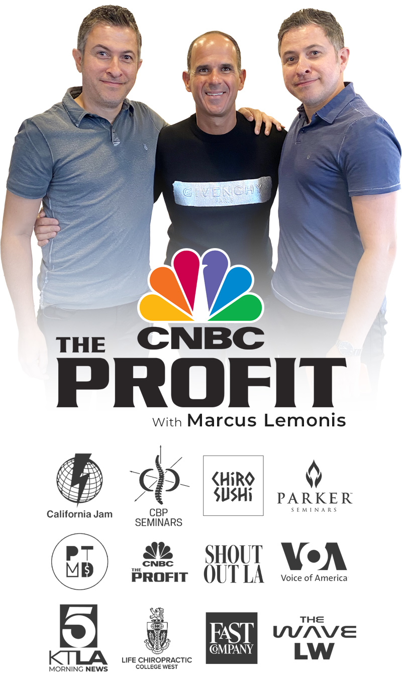 Ardavan and Kevin Javid with Marcus Lemonis During Filming of the Profit TV show on CNBC